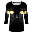 thumbnail image 5 of Hauts Mignons pour Femmes Mode Imprimé de Pâques T-shirt Ample Mi-Longueur Manches 3/4 Blouse Col Rond Hauts Décontractés Grande Taille Hauts pour Femmes en Solde, 5 of 5