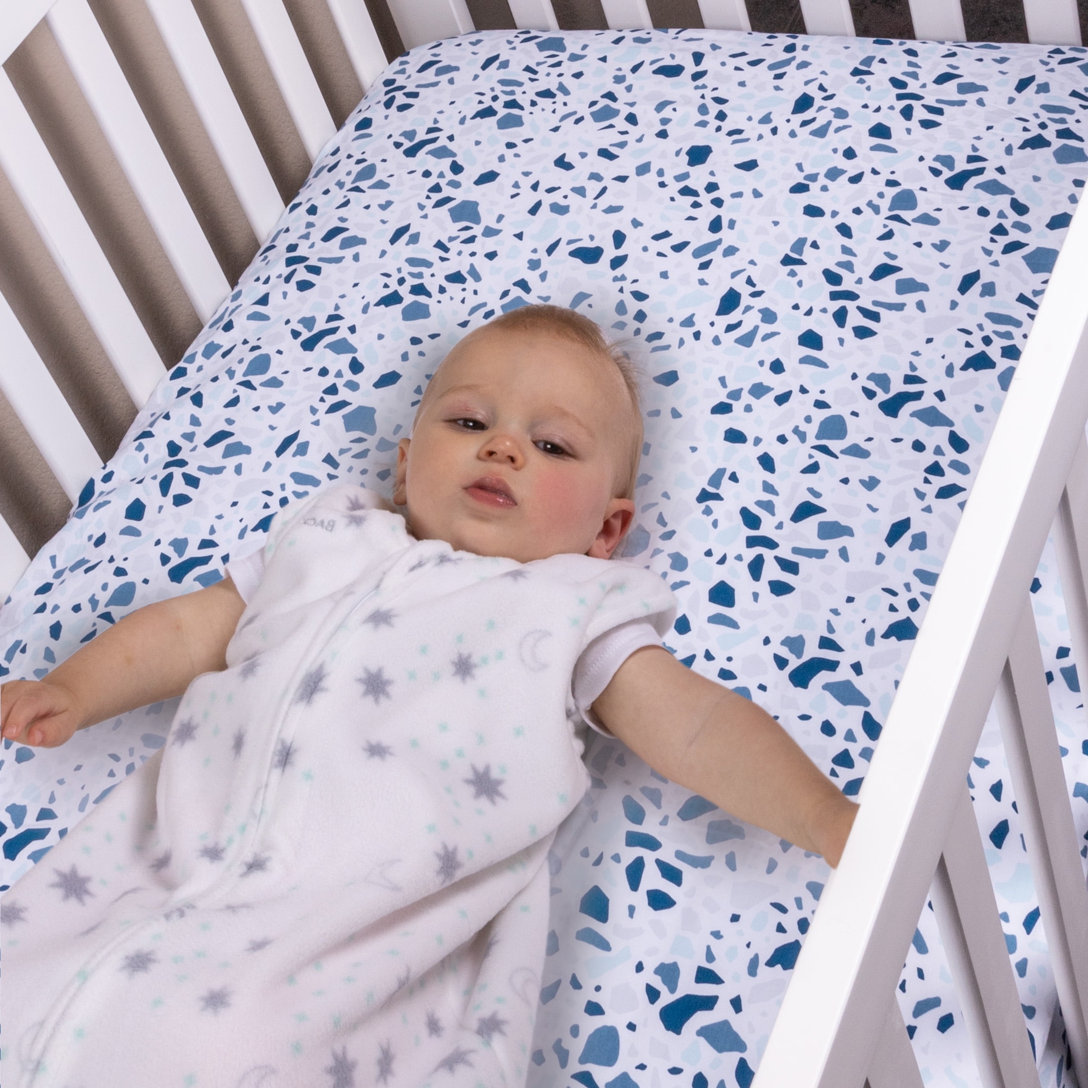 Parent's Choice Fitted Crib Sheets, Blue Terrazzo, 2 Count