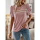 thumbnail image 2 of Camiseta de cuello redondo para mujer, camiseta de mujer con encaje, camiseta informal de manga corta para mujer, camiseta para mujer con materiales ecológicos, 2 of 8