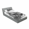 thumbnail image 2 of Steam Engine Fitted Sheet & Pillow Sham Set, Rustic Old Train in Country Locomotive Wooden Wagons Rail Road Smoke, Decorative Printed 2 Piece Bedding Decor Set, Twin, Black and White, by Ambesonne, 2 of 2