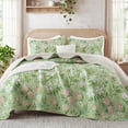 thumbnail image 2 of Exclusivo Mezcla Floral Twin Size Quilt Set, Green Twin Quilt Bedding Set with Blooming Cottagecore Garden Pattern, Reversible Lightweight Bedspreads Coverlets (68"x88"), 2 of 6