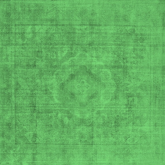Ahgly Company Indoor Square Oriental Emerald Green Industrial Area Rugs, 5' Square