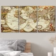thumbnail image 3 of wall26 - 3 Panel Canvas Wall Art - Vintage World Map - Giclee Print Gallery Wrap Modern Home Art Ready to Hang - 16$ x 3 Panels, 3 of 5