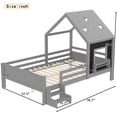 thumbnail image 4 of Newest House with Star Roof Kids Playful & Creative Full Size Platform Bed with Bookcase and Blackboard,Gray, 4 of 12