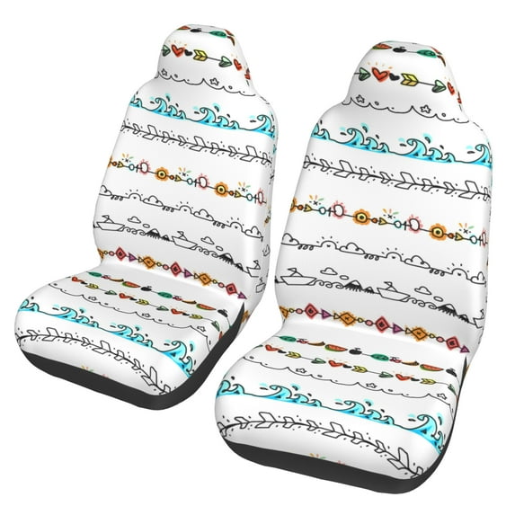 ZICANCN Car Seat Covers Front Seats Only,Element Vintage Embroidery Automotive Seat Covers Protectors for Cars Trucks Suv 2 Pack