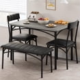 thumbnail image 1 of Dining Table Set for 4, Kitchen Table with Chairs for 4, Rectangular Wood Dining Room Table Set with Upholstered Bench for Small Space, Dinner, Apartment, Retro Grey, 1 of 9
