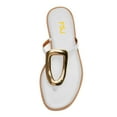 thumbnail image 3 of FSJ Women Comfort Open Toe Flat Sandals Slip on Flip-flops Without Heel Metal Buckle Lightweight Chic Outdoor Slippers White Size 4, 3 of 5
