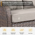 thumbnail image 4 of PARKWELL 6-Piece Outdoor Furniture Set with 30-Inch Propane Firepit - Rattan Cushioned Sofa and Wicker Swivel Glider Chairs,Outdoor Seating for Backyard Gatherings, Brown/Beige, 4 of 10