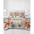 thumbnail image 2 of Quilts Queen Size Bedding Set, Fall Wreath Reversible Summer Quilt 3 Pieces, Happy Thanksgiving Botanical Leaves Wooden Lightweight Bedspreads Coverlets with 2 Pillow Shams for All Seasons, 2 of 5