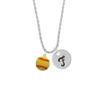 thumbnail image 2 of Delight Jewelry Silvertone Large Optic Yellow Softball Silvertone Script Initial Disc - F - Charm Necklace, 20"+3", 2 of 4