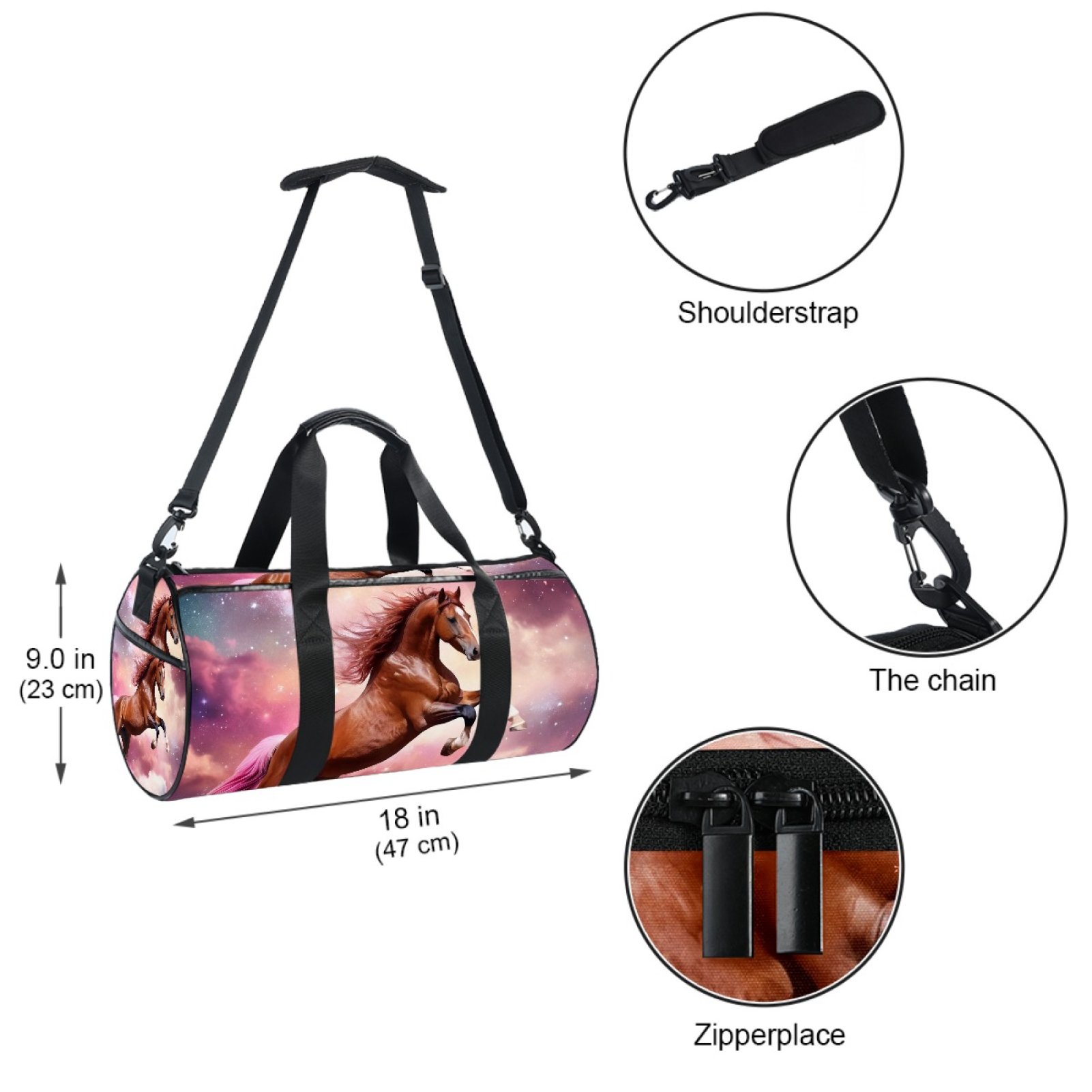 ERJLKXP Gym Bag for Men and Women,Galaxy Space Horse Carry on Duffle Bag for Travel,Sports,athletic,Fitness and Workout