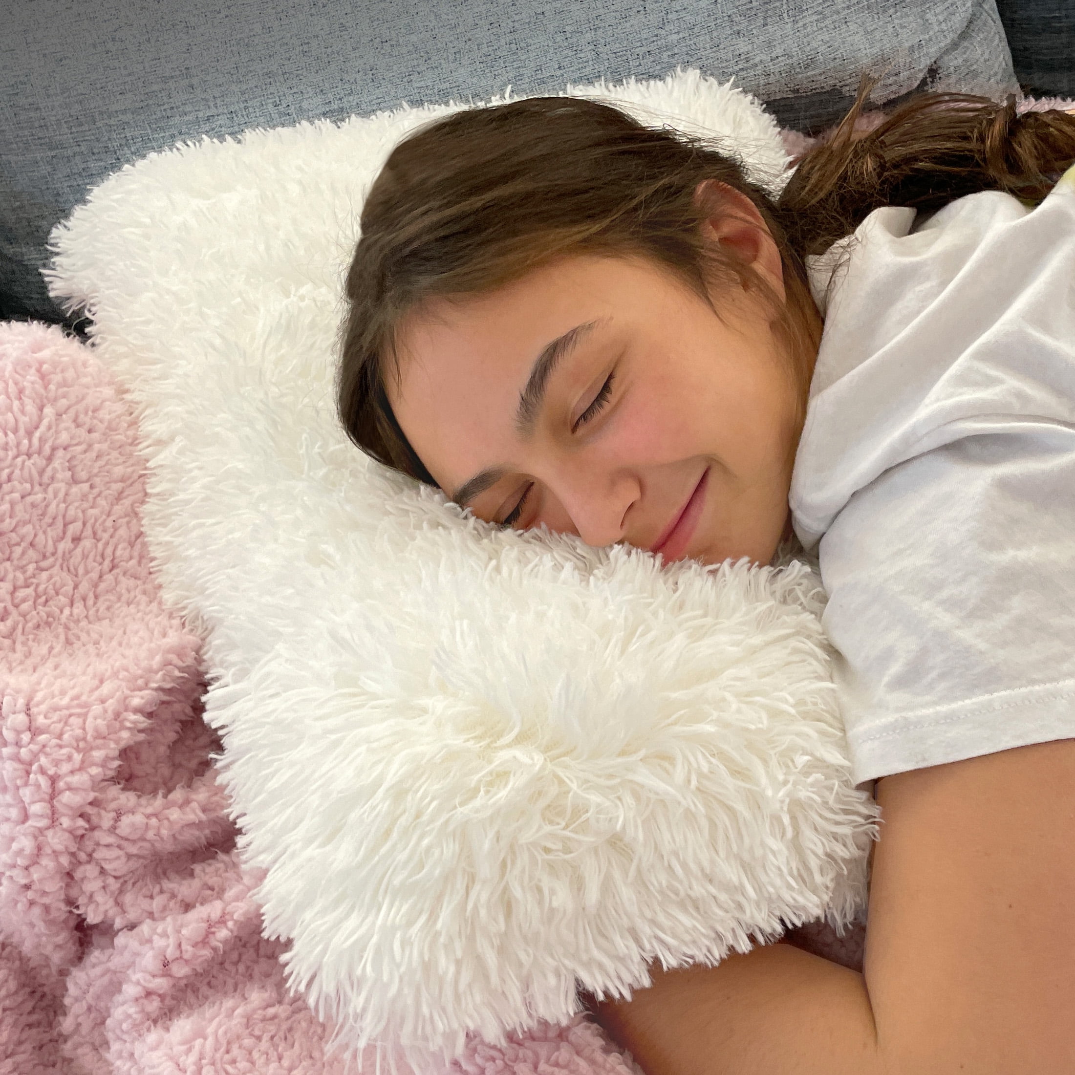 Memory Foam Fun Pillow Huggy Collection with Snuggle Cover, Standard/Queen, White, 2 Pack