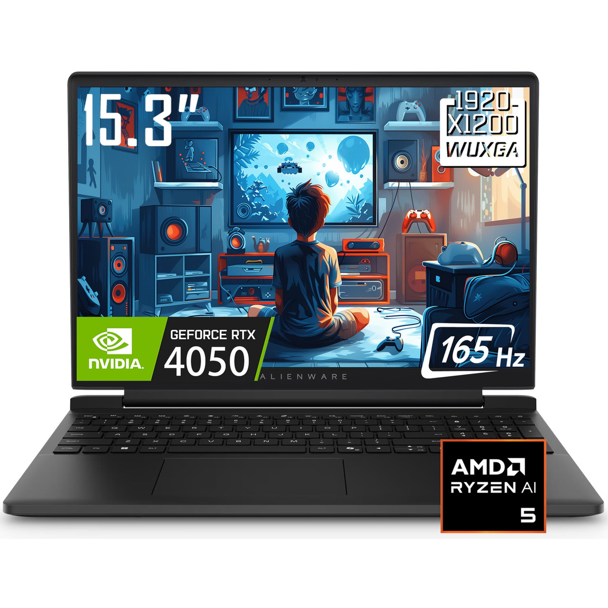 Dell Alienware 15 Gaming Laptop, 15.6" 1920 x 1200 FHD+ 165Hz LED Display, AMD Ryzen 5 220, NVIDIA RTX 4050, Backlit KB, WiFi 6, Win11 Home(16GB DDR5 - 512GB SSD)