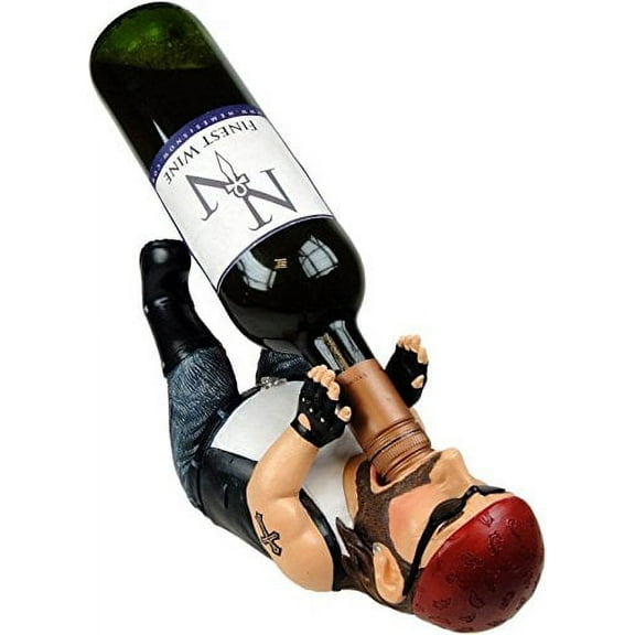 11.25 Inch Rugged Biker Boy Guzzler Wine Holder Statue Figurine