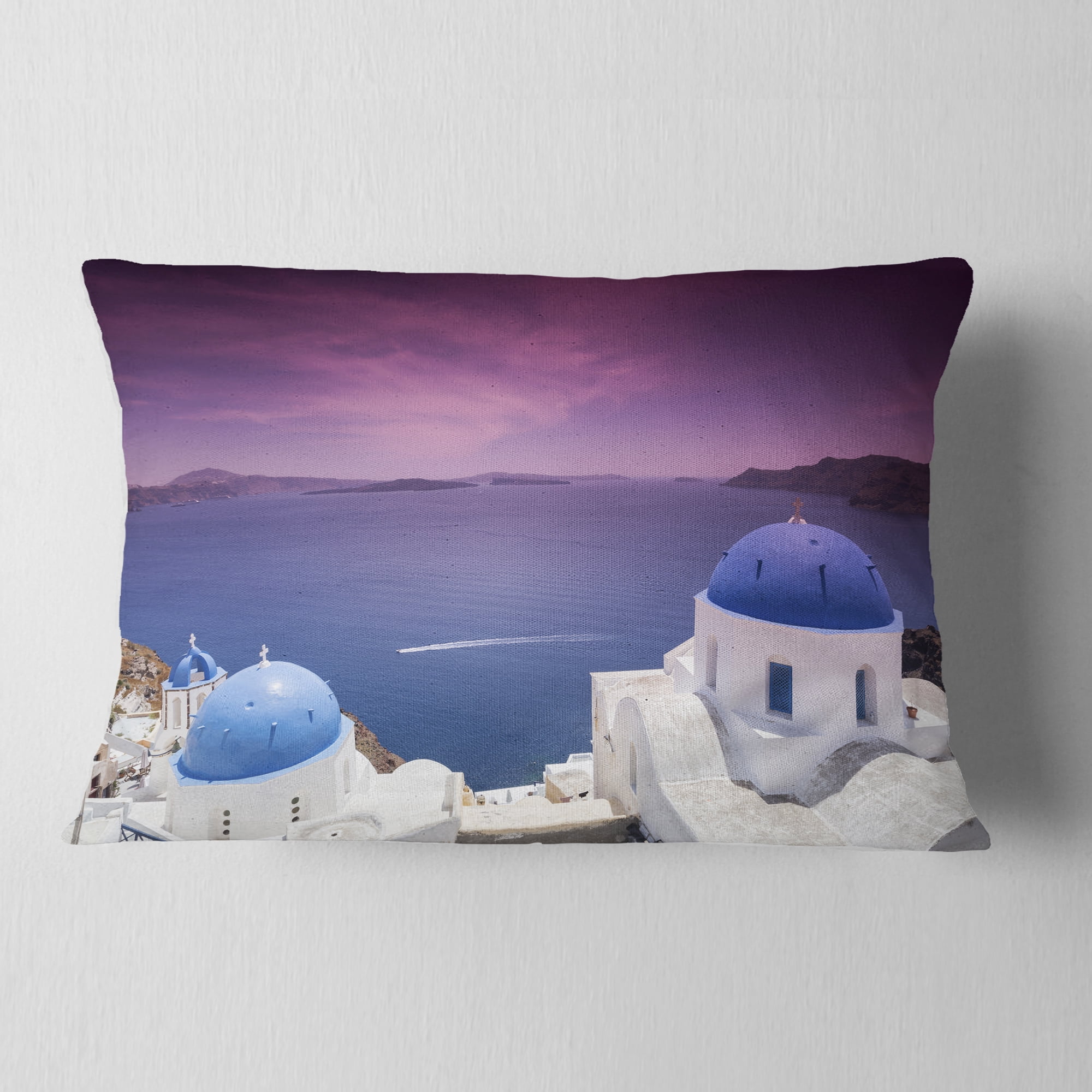 Designart 12" x 20" Blue Polyester Throw Pillow