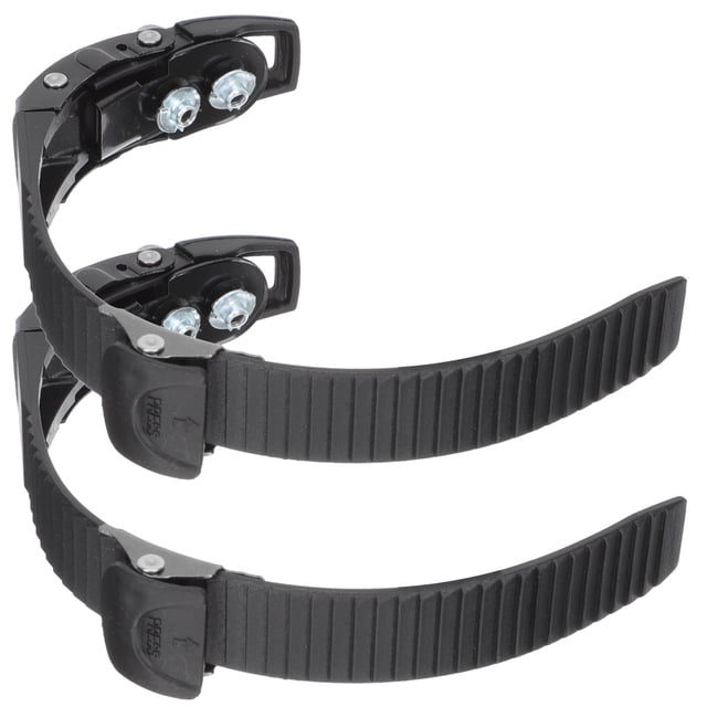 colomx correas de patinaje sobre ruedas, correas de hebilla de fijación, universales negras, juego de 2 correas en PP con ranuras de ajuste y tornillos visibles en primer plano que muestran hebillas de presión y dientes para fijación; también se usan a menudo como correas de repuesto compactas para patines de viaje.