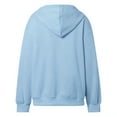 thumbnail image 4 of WTOBBY Women's Full Zip Hooded Sweatshirt Jacket Long Sleeve Solid Color Fleece Pullover Casual Loose Fit Warm Outerwear with Front Pockets for Fall Winter,Sky Blue M, 4 of 6