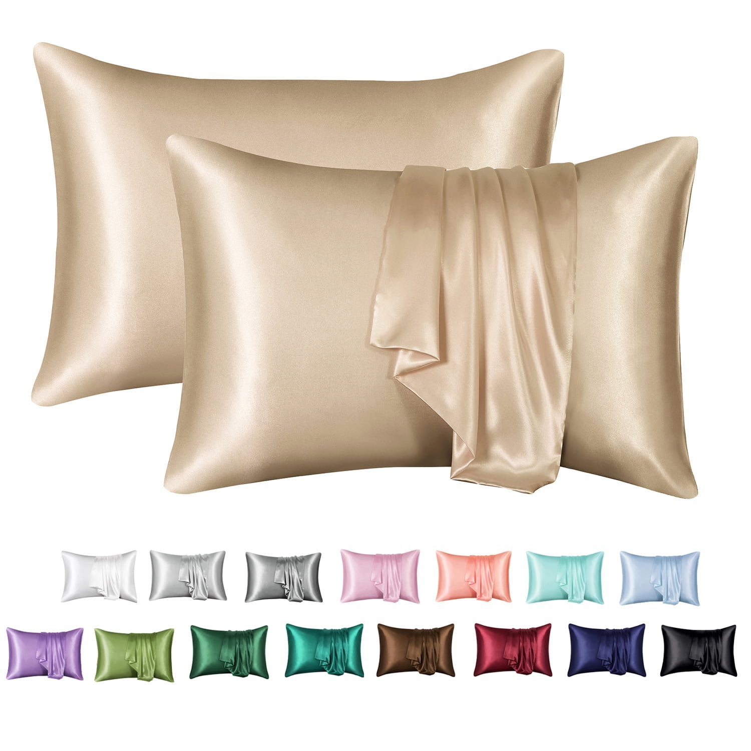 MR&HM Satin Pillow Case, 2 Pack Satin King Silk Pillowcase for Hair and