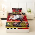 thumbnail image 4 of Manfei Racing Motorbike Twin Sheets,Geometric Plaid Art Bedding,Red,3 Pieces,1 Fitted Sheet and 1 Pillowcase, 4 of 6