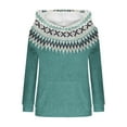 thumbnail image 6 of Womens Oversized Sweater Hoodie Western Ethnic Print Knit Pullover Loose Winter Tops Pocket Casual Boho Sweaters (L, Army Green 02), 6 of 7