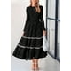 thumbnail image 5 of Vestido midi PRETTYGARDEN de manga larga con estampado floral fruncido para mujer, 5 of 9