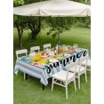 thumbnail image 4 of Outdoor Tablecloth with Umbrella Hole for Patio/Picnic/Party/Camping, Lemons Coastal Waterproof Table Cloth Rectangle Table Cover Washable, Summer Botanical Floral Blue Striped Farmhouse (60"x 102"), 4 of 8