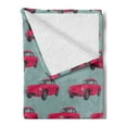 thumbnail image 2 of Cars Soft Flannel Fleece Throw Blanket, Vintage Red Vehicles Retro Sports Cars from Sixties Fifties Driving Speeding, Cozy Plush for Indoor and Outdoor Use, 70" x 90", Pink Slate Blue, by Ambesonne, 2 of 5