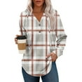 thumbnail image 3 of Stichou Womens Hoodies Long Sleeve Plaid Shirts Lightweight V Neck Oversized Pullover Sweatshirts Casual Fall Sweater Tops Light Gray L, 3 of 5