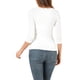 thumbnail image 3 of Blusa de mujer con fruncidos Inspire Chic, decoración de botones, cuello en V, manga 3/4, top de punto sólido, 2XL, blanca, 3 of 7