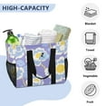thumbnail image 5 of Reusable Grocery Bags with Handle Side Pocket Waterproof Shopping Portable Tote Lilac Blue Retro Floral, 5 of 8