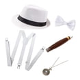 thumbnail image 3 of Conjunto de disfraces de accesorios para hombres de los años 20: sombrero , , pajarita, reloj y de plástico Blanco Baoblaze Disfraces de cosplay para hombres, 3 of 5