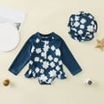 thumbnail image 2 of TOWED22 Toddler Baby Boy Girls One Piece Swimsuit Long Sleeve Zipper Bathing Suit Infant Rash Guard Swimwear Blue,9-12 M, 2 of 4