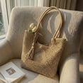 thumbnail image 4 of Yucurem Large Summer Boho Woven Bags for Women, Handmade Straw Beach Tote Bags for Vacation Holiday Travel (Browm), 4 of 9