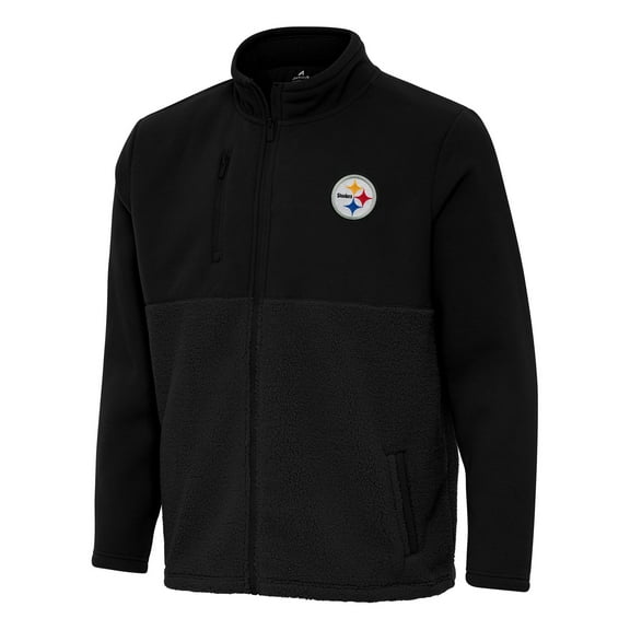 Men's Antigua Black Pittsburgh Steelers Daily Fused Full-Zip Jacket