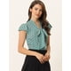 thumbnail image 2 of Camisa con lunares para mujer, blusa con cuello de lazo y manga con volantes Verde Claro XL, 2 of 5