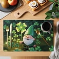 thumbnail image 2 of St. Patrick's Day Placemats Set of 4, Spring Green Shamrock Gnomes Leaves Placemats for Dining Table, Place Mats for Kitchen Tabletop, Waterproof Wipeable Dining Table Mats Set, 2 of 9