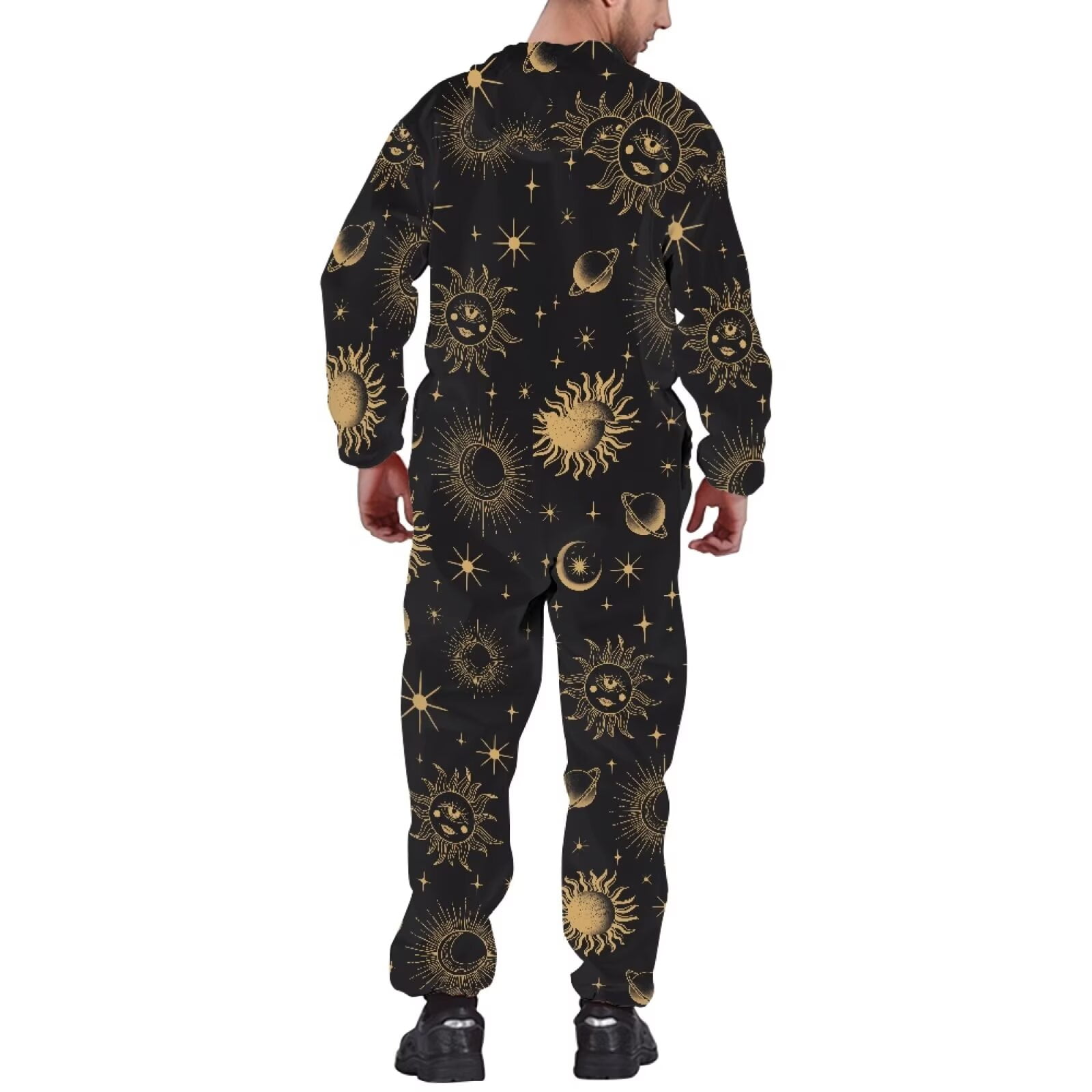 POLERO Halloween Theme Skull&Sun Print One Piece Pajames with Pocket Zipper Onesie Sleepsuit for Men Women, Size 4XL