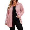 thumbnail image 3 of Plus Size Women's Collared Button Front Cardigan, Lightweight Loose Mid Length Outerwear for Daily Casual XXL, 3 of 8