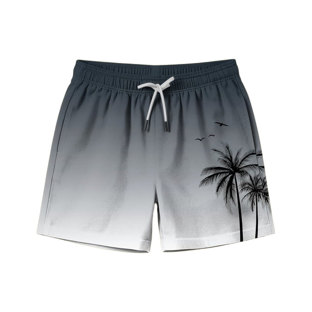 Zpanxa Kids Shorts Polyester Spandex Print Pattern with Drawstring Elastic Waistband Casual Swim Trunks 14-15 Years