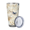 thumbnail image 2 of Balery Elegant Butterflies And Pearls Pattern 20oz Insulated Car Cup with Dual Drink Lids, Stainless Steel Travel Mug Eco-Friendly and Leak-Proof-Straw Two-piece Set, 2 of 8