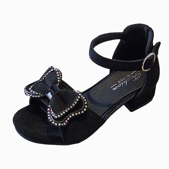 Ymyiu Heels for Kids Mary Jane Shoes for Girls - Toddler Shoes Girl Mary Jane Flats Kid Shoes Baby Girl Shoes - Party Wedding Heels for Girls Size 11(Black, Little Kids 11)