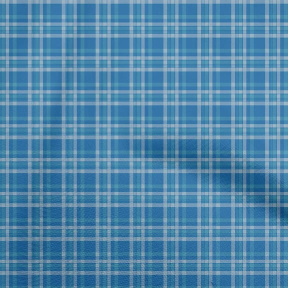 oneOone Polyester Spandex Blue Fabric Check Fabric For Sewing Printed Craft Fabric By The Yard 56 Inch Wide
