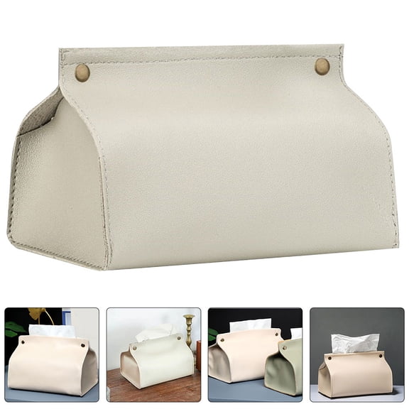 Luxshiny 2Pcs White PU Material Tissue Box Holder Napkin Dispenser for Car Home Office