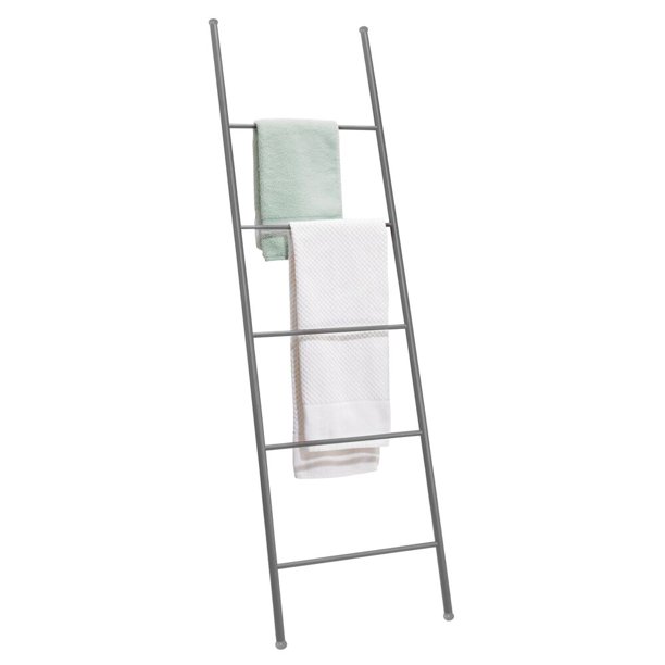 mDesign Metal Leaning Towel Ladder for Bathroom Decorative, Modern