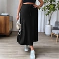 thumbnail image 4 of Hurxie Women's Casual High Waist Elastic Drawstring Stretch Sweat Slit Midi Skirt with Pocket Black,XL, 4 of 6