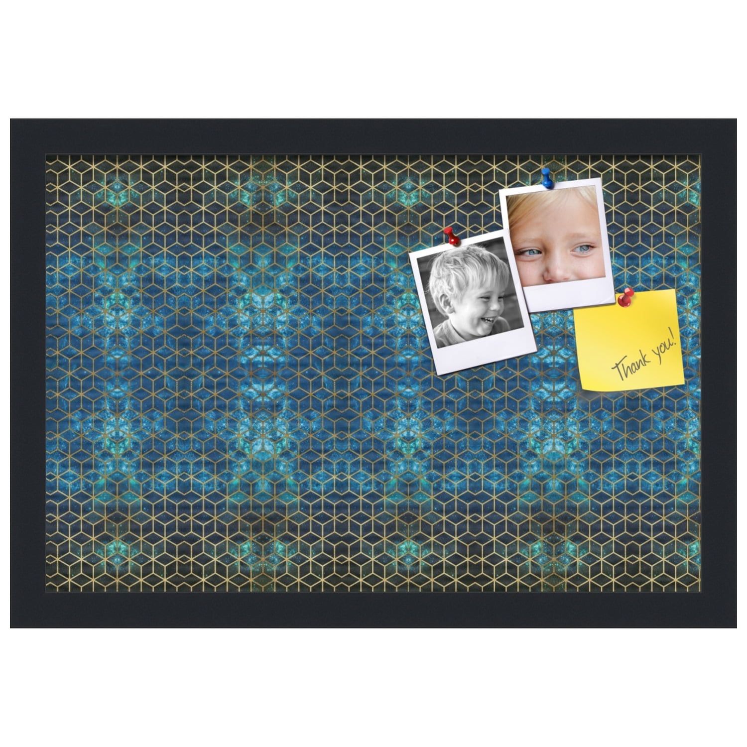 PinPix 18x12 Custom Cork Bulletin Board Midnight Poster Board Has a Fabric Style Canvas Finish, Framed in Midnight, by ArtToFrames (PinPix-1882)