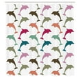 thumbnail image 3 of Ambesonne Animal Shower Curtain, Colorful Dolphins Art, 69"Wx84"L, Multicolor, 3 of 5