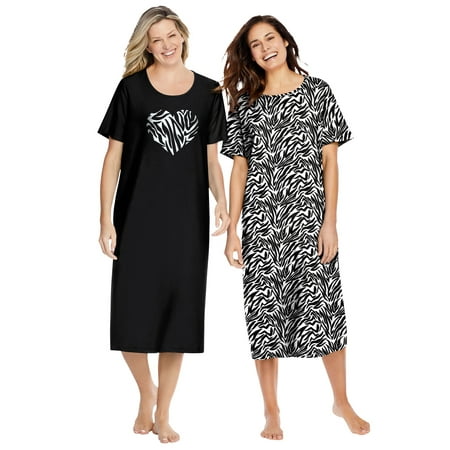 

Dreams & Co. Women s Plus Size 2-Pack Long Sleepshirts Nightgown