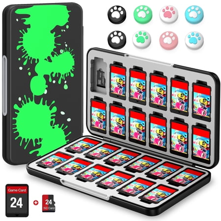 Game Card Case Holder for Nintendo Switch OLED  BEBONCOOL 24 Slots Card & 24 Slots Micro SD Portable Switch Game Storage Holder-Green