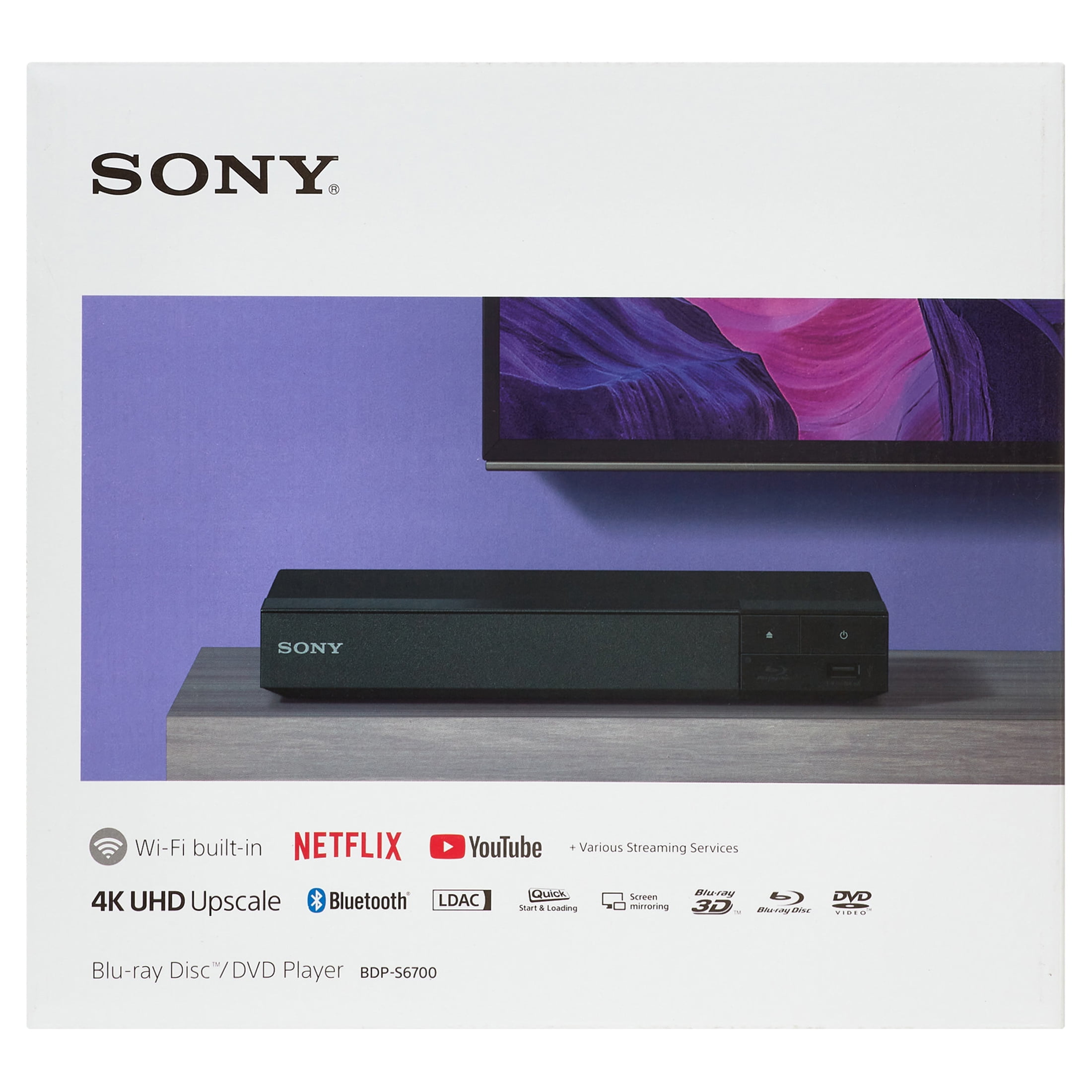 Sony BDP-S6700 3D Blu-ray player with 4K upscaling, Wi-Fi®, and Bluetooth®  at Crutchfield